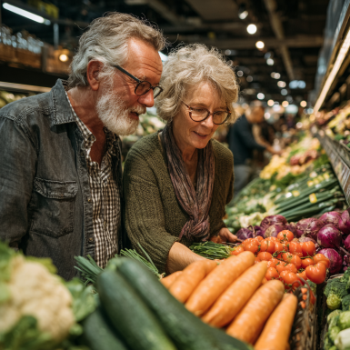 Старша жінка готує здорову їжу на кухні